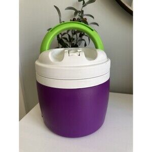 Vintage Large Igloo Water Jug With Handle Purple And Neon Green 90s 1/2 Gallon